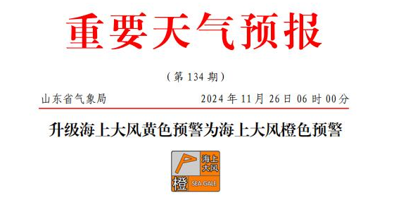 山东海上大风橙色预警，部门港口或暂停作业